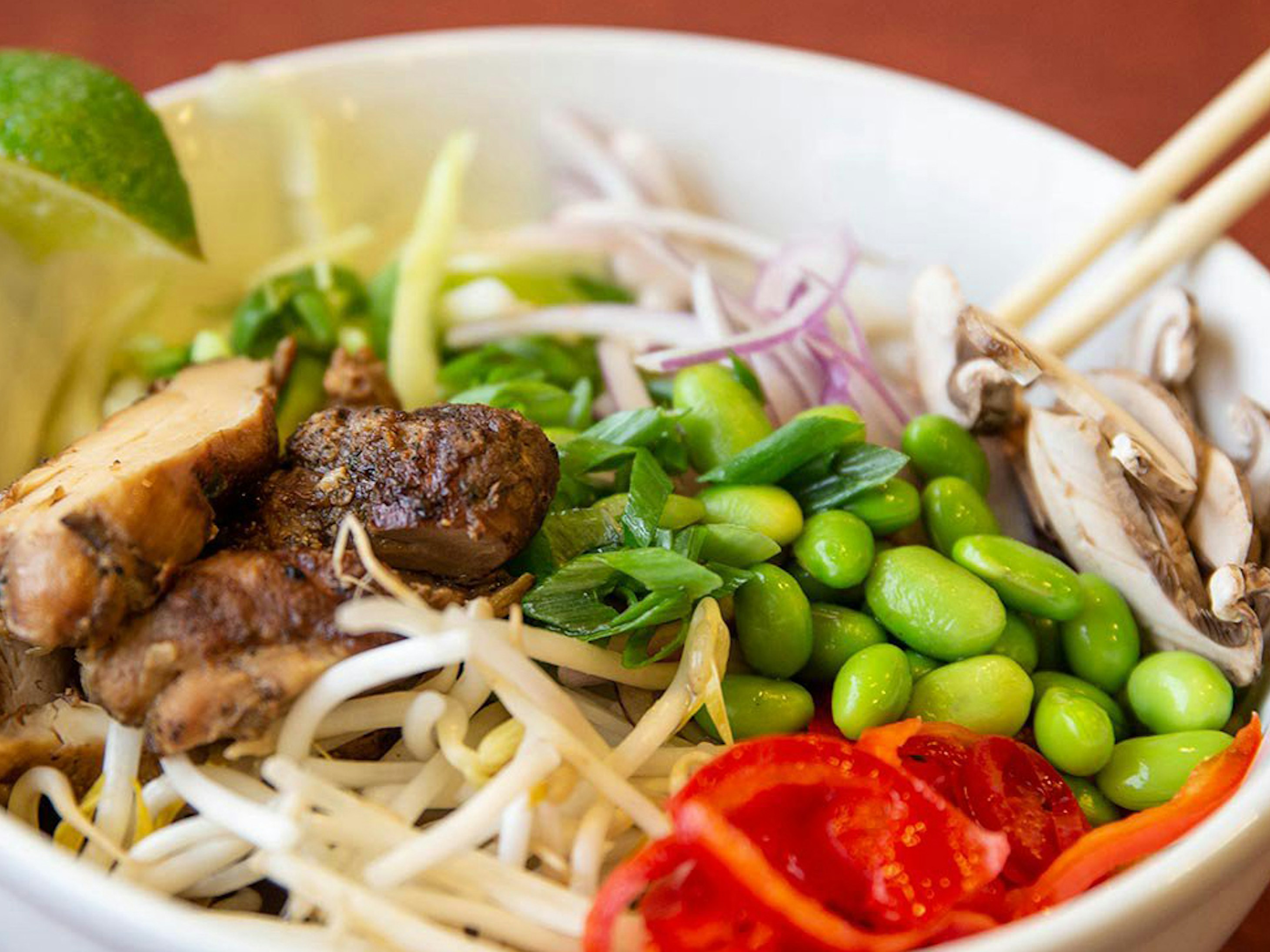 Delicious noodle bowl at Rendezvous Casual Dining